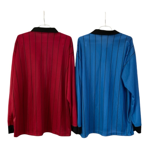 Official Sports 2 Mens Sz XL Soccer Referee Blue Red Stripe Long Sleeve Jerseys - Picture 2 of 12